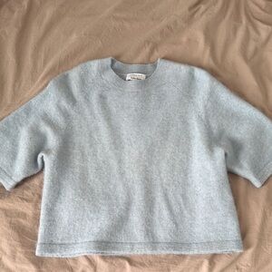 & Other Stories Pale Blue Short-Sleeve Crewneck Sweater